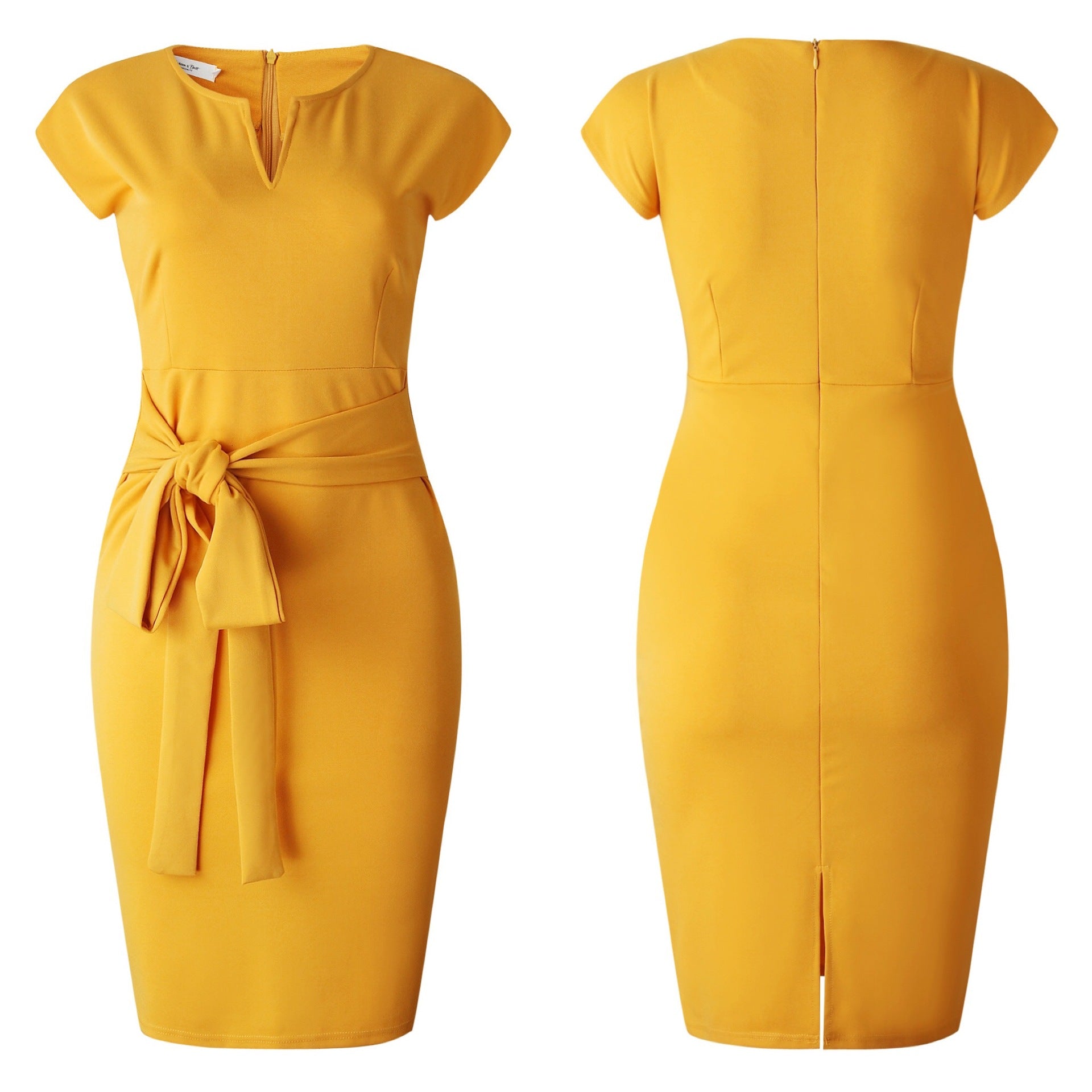 Yellow short sleeve dress - YOURSTYLESITE