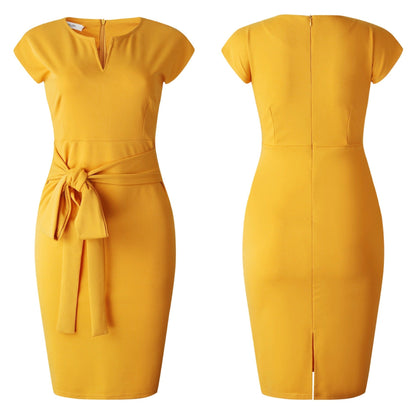 Yellow short sleeve dress - YOURSTYLESITE